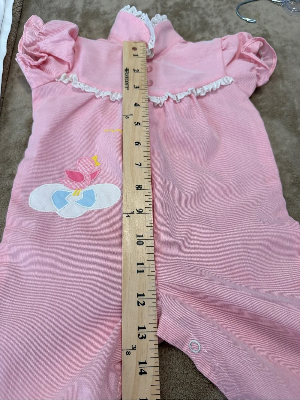 VTG Grandmillennial Cottagecore Coquette Thomas Pink Stripe Ruffle Romper 6-9M